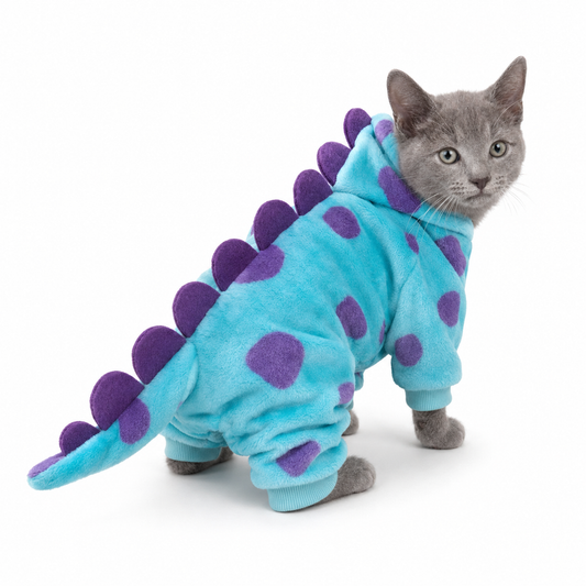 Blue Dinosaur Hooded Coat Puppy Costume